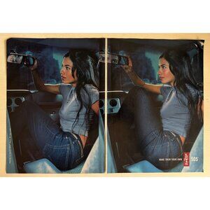 Vintage Y2K Levi's 505 Denim Jean Sexy Giril in Car Advertisement Print Ad